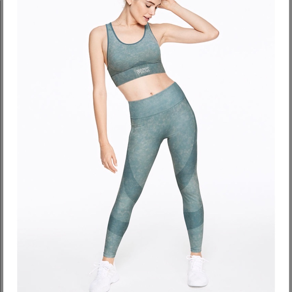 PINK Seamless leggings- “Blue wash” color.